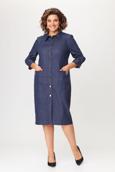 Джинсовое платье в стиле casual с карманами Bonna Image 942 синий - фото 8