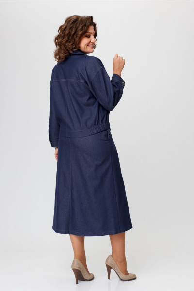 Джинсовый костюм куртка и юбка на каждый день Bonna Image 943 синий - фото 8