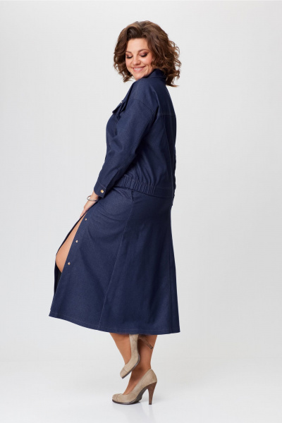 Джинсовый костюм куртка и юбка на каждый день Bonna Image 943 синий - фото 7