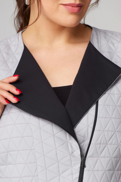 Трикотажный костюм жакет и юбка с асимметрией Мишель стиль 1222 жемчужный - фото 8