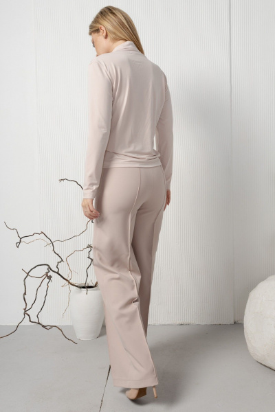 Бежевые широкие брюки с высокой талией AMORI 5195 телесный - фото 3