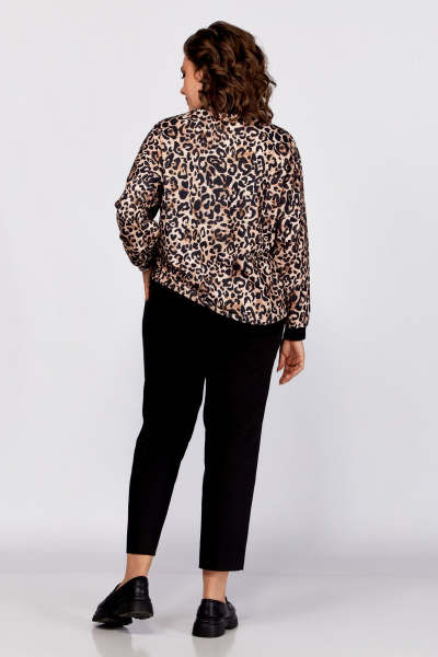 Коричневый бомбер свободного кроя в стиле casual Swallow 789 чёрный+принт"леопард" - фото 11