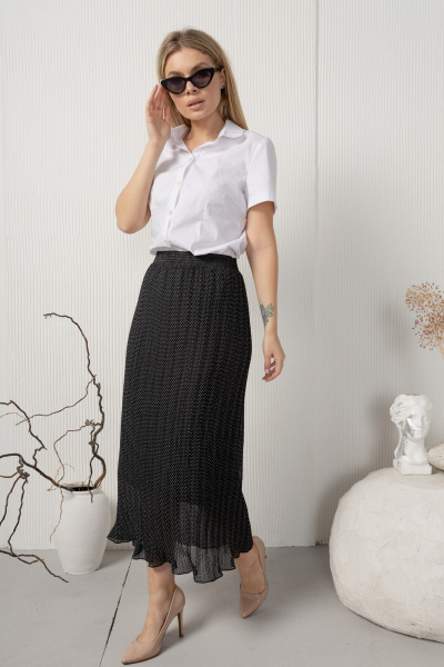 Блуза из текстиля с двухслойным воротником и скругленными концами AMORI 6434 белый - фото 2