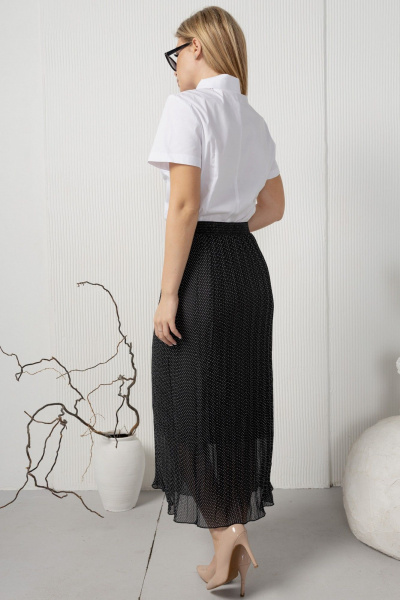 Блуза из текстиля с двухслойным воротником и скругленными концами AMORI 6434 белый - фото 3