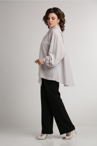 Блуза с воротником аскот и пышными рукавами Aira Style 24-052 серая_роза - фото 5