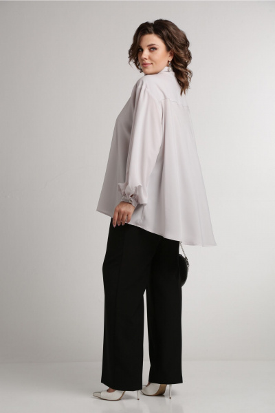 Блуза с воротником аскот и пышными рукавами Aira Style 24-052 серая_роза - фото 3