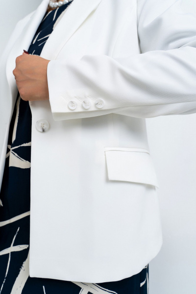 Костюм с платьем А-образного силуэта и жакетом Aira Style 24-31 молочный-синий - фото 7