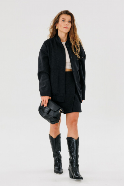 Демисезонный стильный топ-тедля с карманами со шнуровкой FAMA 24039-1 графит - фото 5