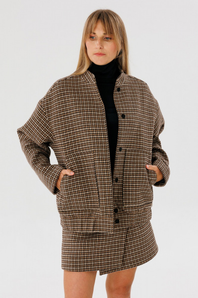 Юбка-мини трапеция с принтом и пряжкой из пальтовой ткани FAMA 24040-2 гуслапка - фото 6