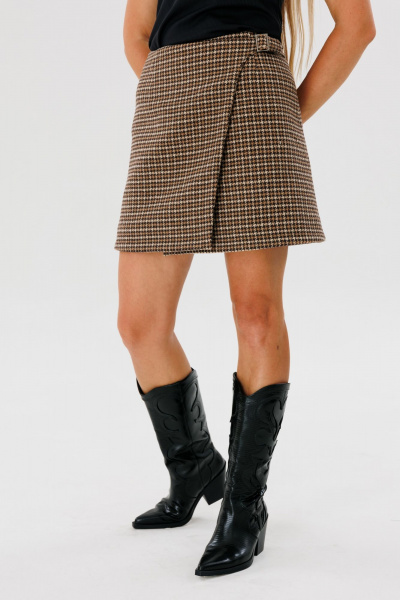 Юбка-мини трапеция с принтом и пряжкой из пальтовой ткани FAMA 24040-2 гуслапка - фото 3