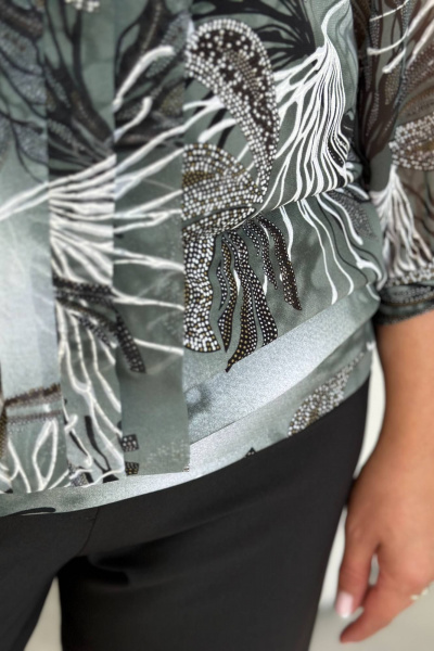 Блуза с рюшами из вискозы и трикотажа для деловых образов LindaLux 217 белый_коралл - фото 8