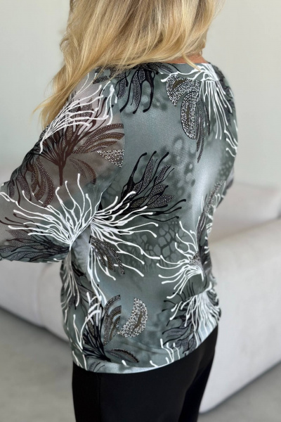 Блуза с рюшами из вискозы и трикотажа для деловых образов LindaLux 217 белый_коралл - фото 7