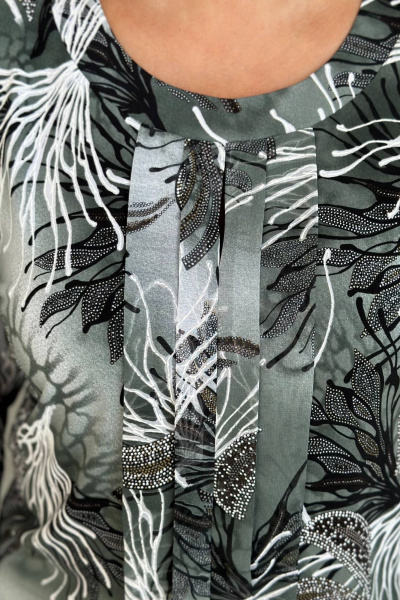 Блуза с рюшами из вискозы и трикотажа для деловых образов LindaLux 217 белый_коралл - фото 6