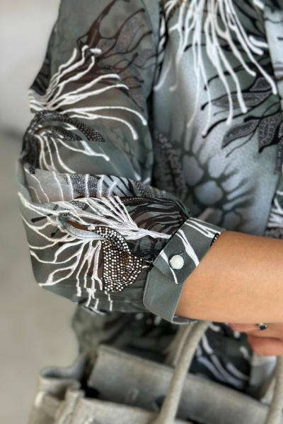 Блуза с рюшами из вискозы и трикотажа для деловых образов LindaLux 217 белый_коралл - фото 5