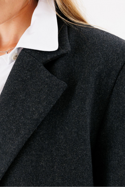 Жакет оверсайз из пальтовой ткани для демисезона FAMA 24041 графит - фото 7