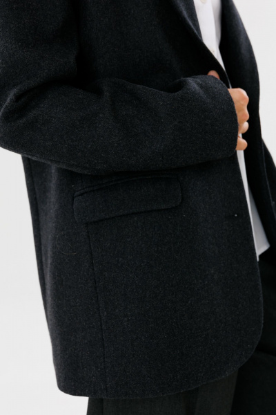 Жакет оверсайз из пальтовой ткани для демисезона FAMA 24041 графит - фото 6