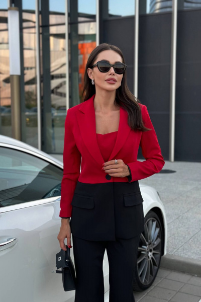 Костюм 3 предмета жакет, топ и брюки клеш AURA otd 9228 - фото 6