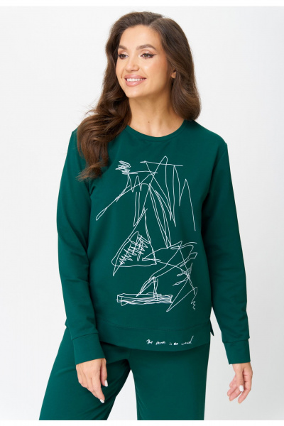 Брюки и свитшот из текстиля с принтом и резинками STEFANY 2084 зеленый - фото 3