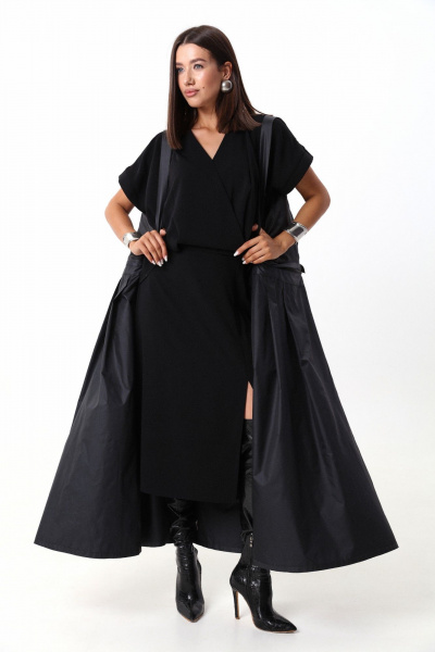 Комплект жилет и куртка из плащёвой ткани с съёмными элементами LM 101 черный - фото 24