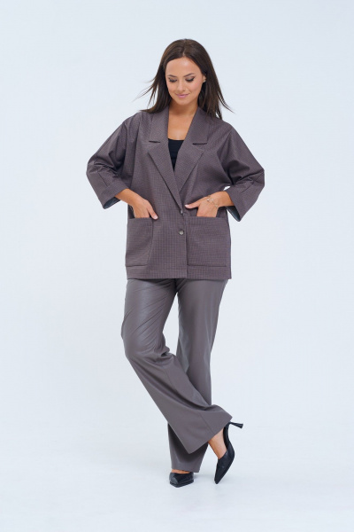 Брюки из экокожи приталенные с карманами для демисезона LM М1106 серый - фото 9