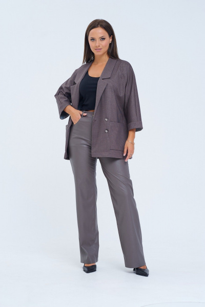 Брюки из экокожи приталенные с карманами для демисезона LM М1106 серый - фото 7