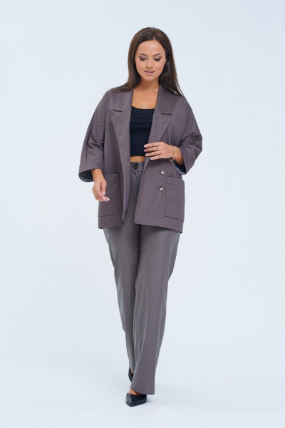 Брюки из экокожи приталенные с карманами для демисезона LM М1106 серый - фото 6