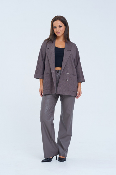 Брюки из экокожи приталенные с карманами для демисезона LM М1106 серый - фото 5