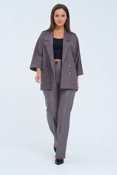 Брюки из экокожи приталенные с карманами для демисезона LM М1106 серый - фото 2