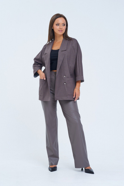 Брюки из экокожи приталенные с карманами для демисезона LM М1106 серый - фото 1