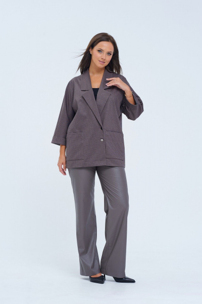 Костюм из экокожи с жакетом и зауженной юбкой-карандаш LM М1186 - фото 5