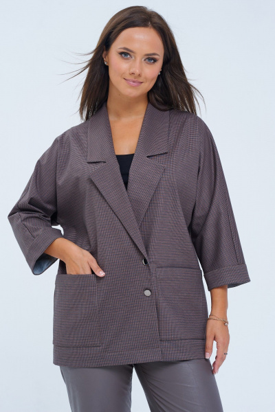 Жакет свободный с укороченными рукавами и ассиметричной застёжкой LM М86 серый - фото 9