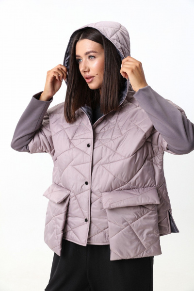 Короткая куртка на кнопках с капюшоном и контрастными рукавами LM М96 - фото 8