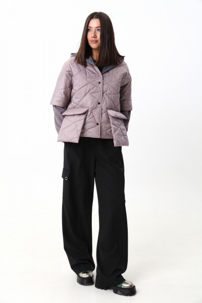 Короткая куртка на кнопках с капюшоном и контрастными рукавами LM М96 - фото 3