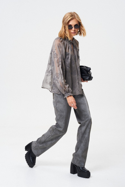 Блуза из легкой ткани с принтом и Crush-эффектом Mixan 2080 - фото 9