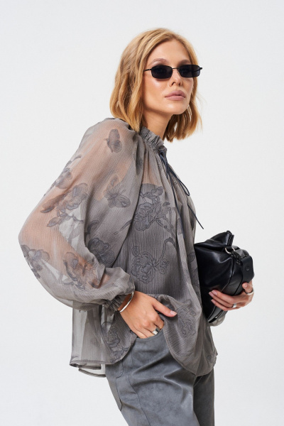 Блуза из легкой ткани с принтом и Crush-эффектом Mixan 2080 - фото 7