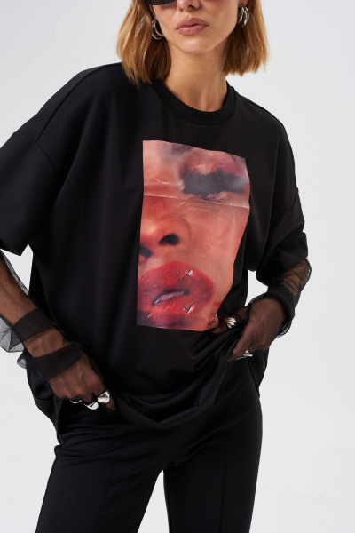 Длина футболки из вискозы и трикотажа Mixan 2089/1 - фото 2