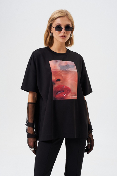 Длина футболки из вискозы и трикотажа Mixan 2089/1 - фото 1