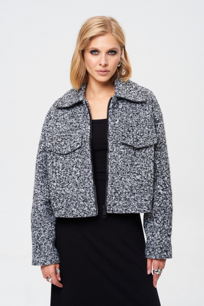 Жакет короткий из пальтовой ткани с карманами Mixan 2076 - фото 1