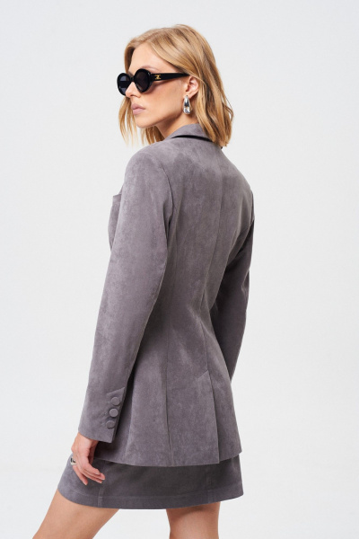 Приталенный жакет из искусственной замши и трикотажа Mixan 2078/2 - фото 8