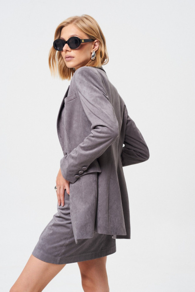 Приталенный жакет из искусственной замши и трикотажа Mixan 2078/2 - фото 7