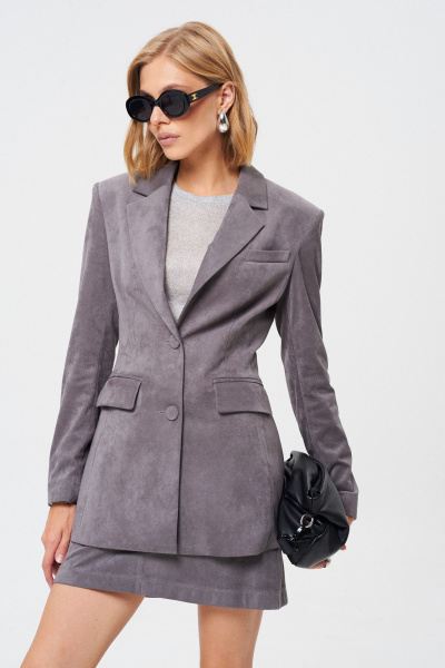Приталенный жакет из искусственной замши и трикотажа Mixan 2078/2 - фото 2
