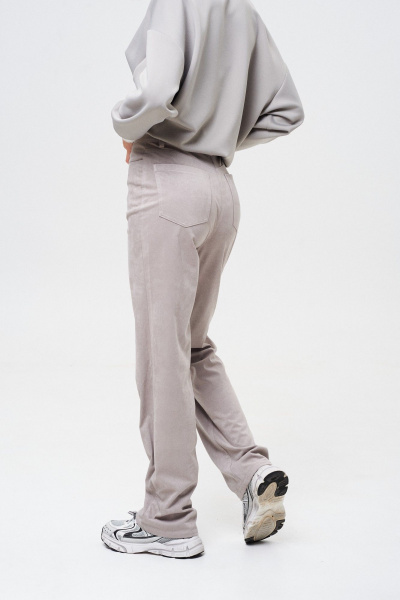 Брюки из искусственной замши и трикотажа прямого силуэта Mixan 3055 - фото 2