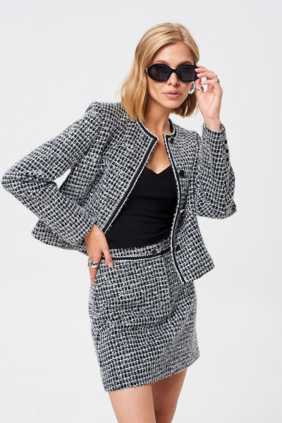 Костюм из жаккардового текстиля с люрексом и юбкой Mixan 4053 - фото 10