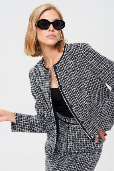 Костюм из жаккардового текстиля с люрексом и юбкой Mixan 4053 - фото 5