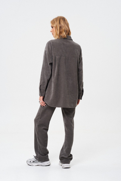 Мягкий демисезонный костюм из трикотажного вельвета: рубашка и брюки Mixan 4054 - фото 7