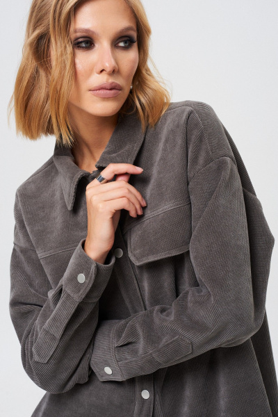 Мягкий демисезонный костюм из трикотажного вельвета: рубашка и брюки Mixan 4054 - фото 6