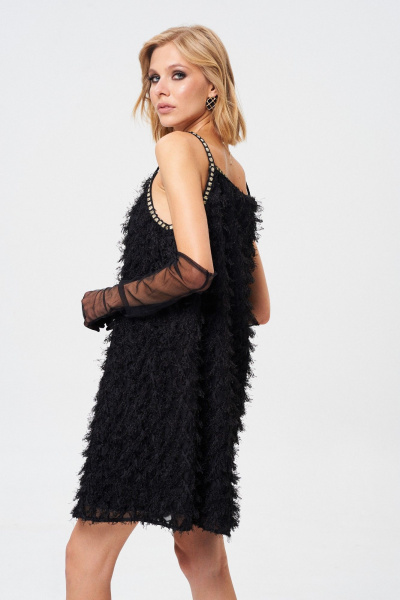 Классическое трапециевидное платье из дизайнерской пушистой ткани Mixan 5081 - фото 9