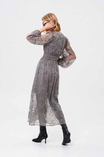 Легкое демисезонное платье из летящей ткани с принтом Mixan 5086 - фото 10