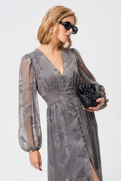 Легкое демисезонное платье из летящей ткани с принтом Mixan 5086 - фото 5