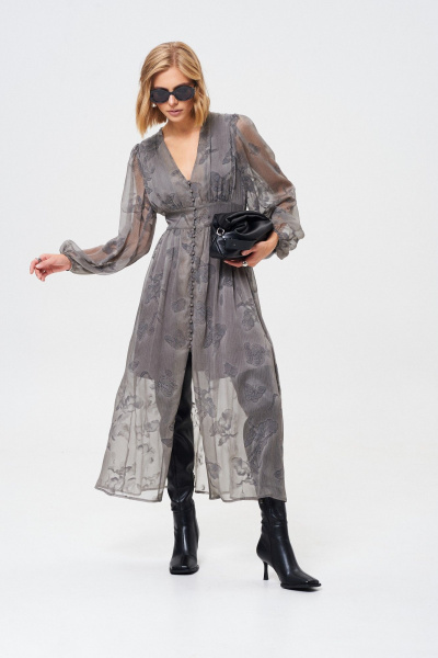 Легкое демисезонное платье из летящей ткани с принтом Mixan 5086 - фото 3